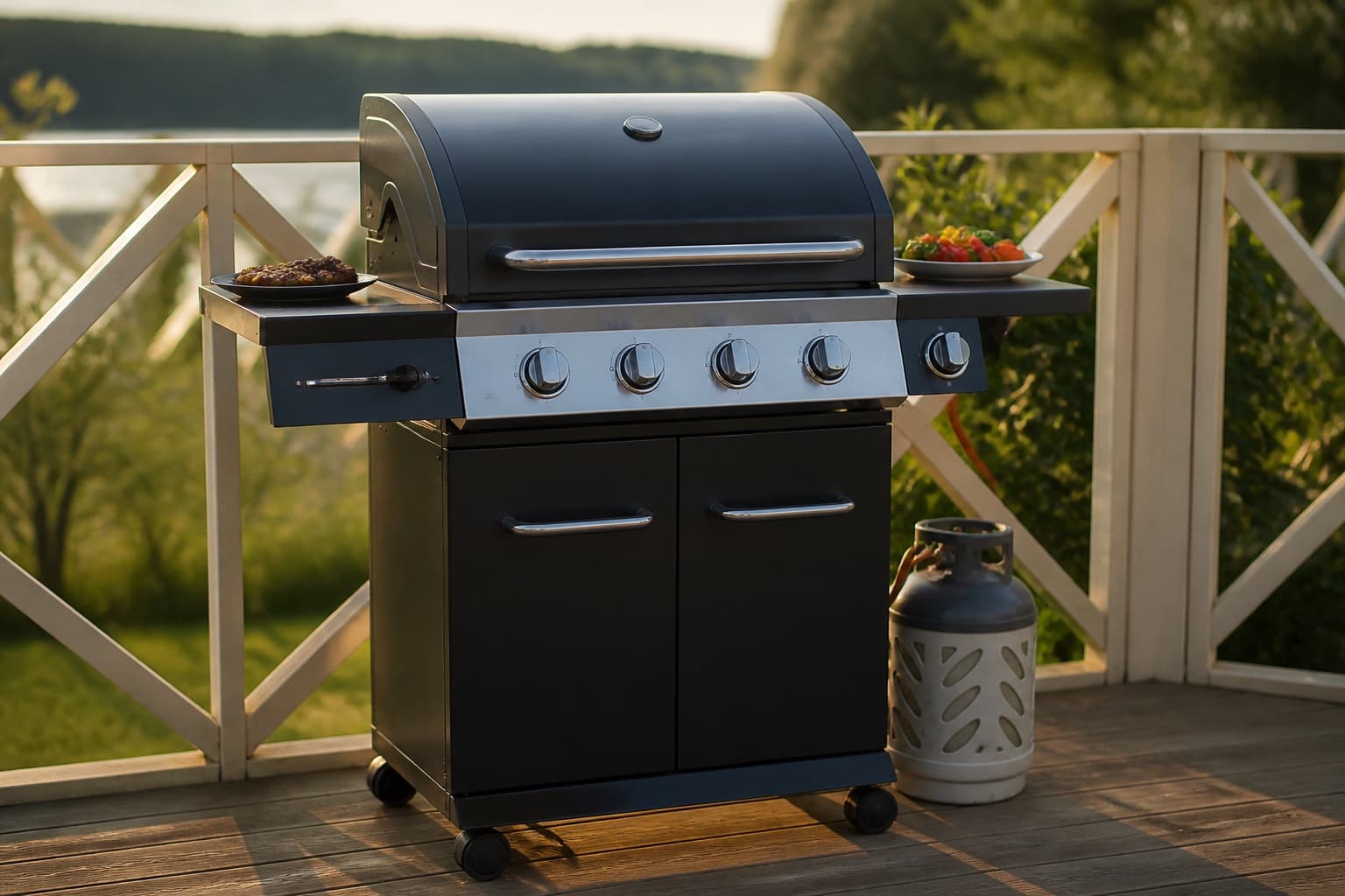Gasgrill mit P6-Flasche. Campinggas in Schonen